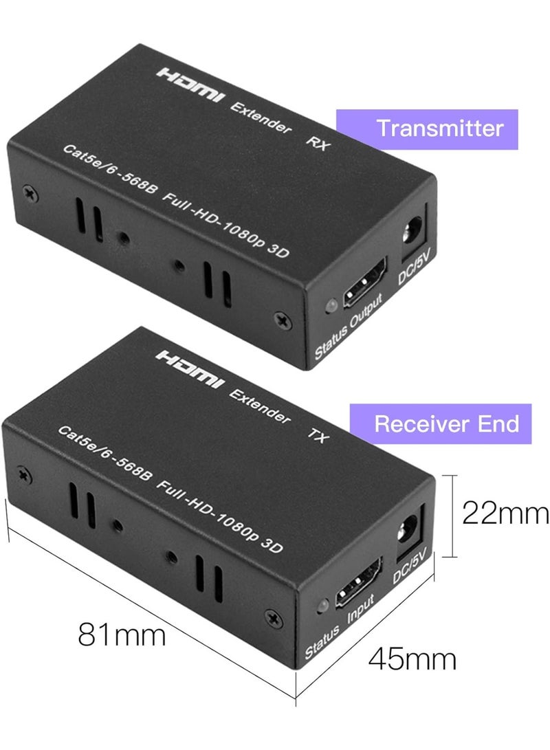 Salab HDMI Extender, 60M HDMI Transmitter and Receiver, HDMI to RJ45, RJ45 to HDMI, HDMI to Ethernet signle RJ45 cat5e/ 6/7 Cables Up to 196ft(60m), Supports 1080p 3D HDCP EDID - Image 2